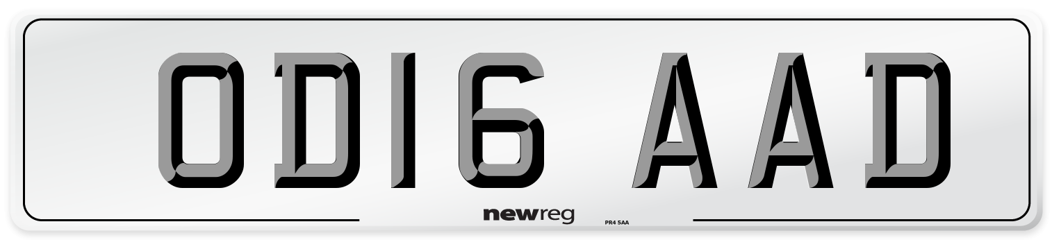 OD16 AAD Number Plate from New Reg